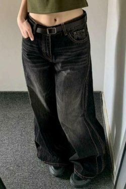 Vintage Washed High Waist Boyfriend Jeans - Y2K Aesthetic Denim - Coquette Grunge Fashion
