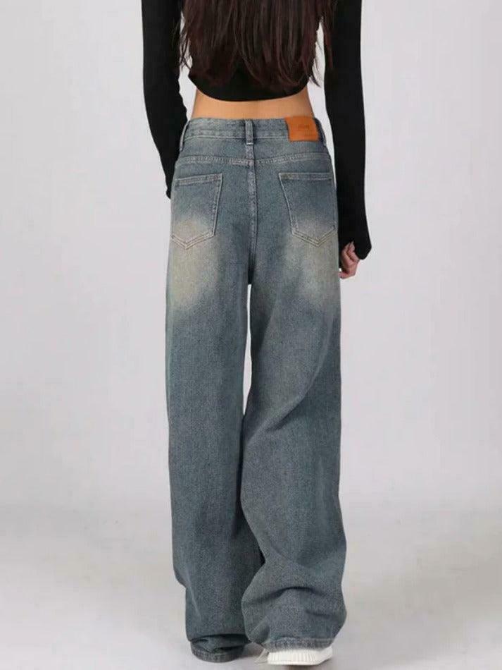 Vintage Washed High Waist Boyfriend Jeans - Y2K Aesthetic Denim for Niche Women's Fashion