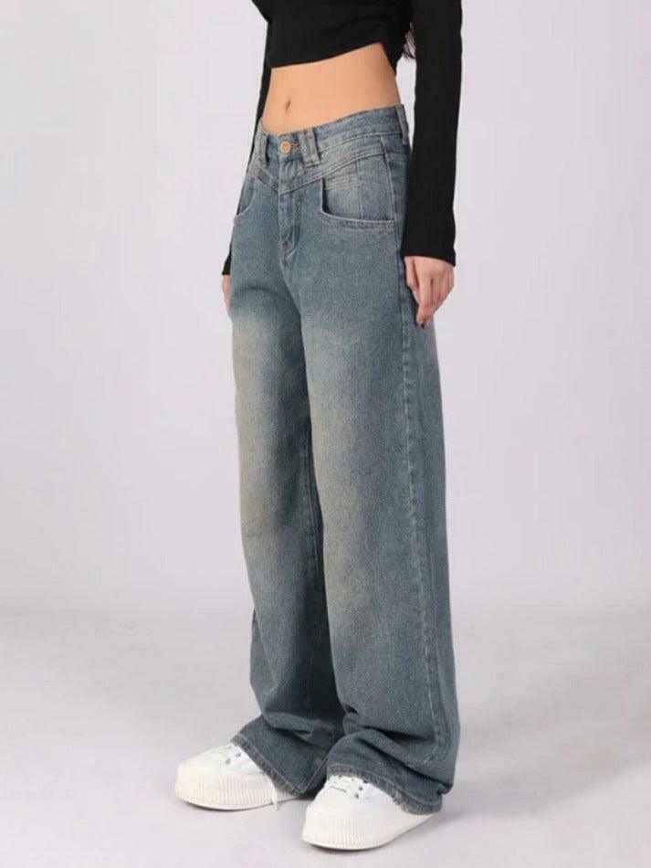 Vintage Washed High Waist Boyfriend Jeans - Y2K Aesthetic Denim for Niche Women's Fashion