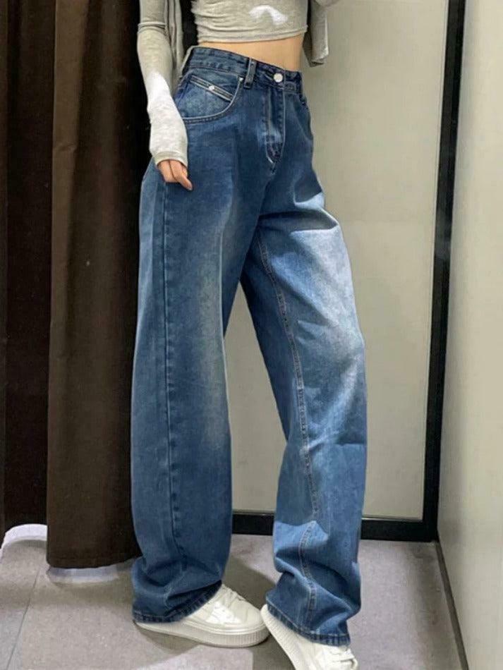 Vintage Washed High Waist Boyfriend Jeans - Y2K Fashion Aesthetic for Women