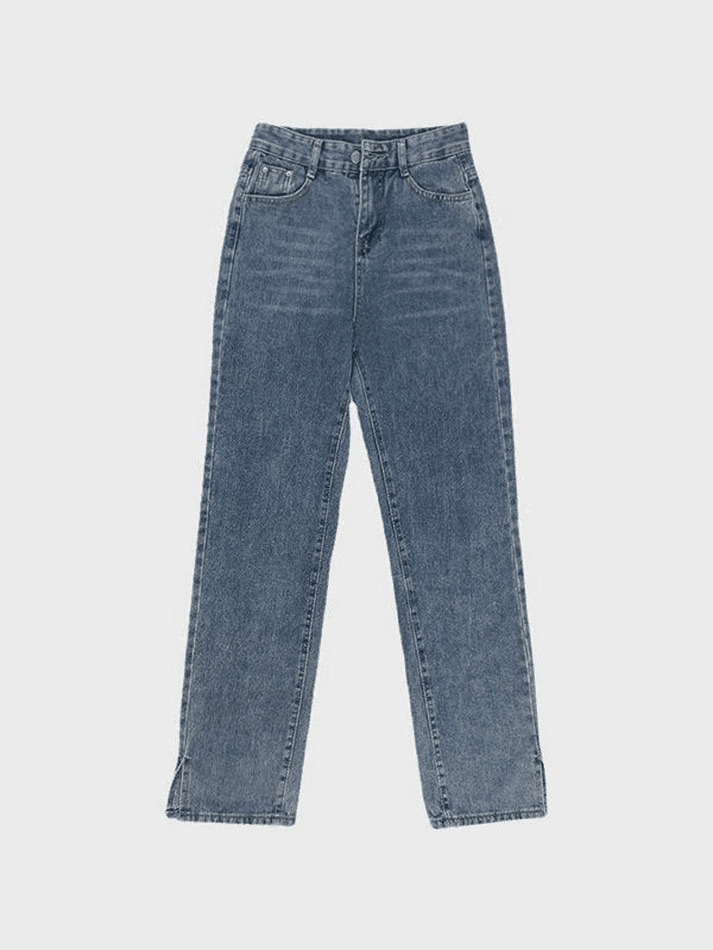 Vintage Washed Split Boyfriend Jeans - Y2K Fashion Aesthetic for Women