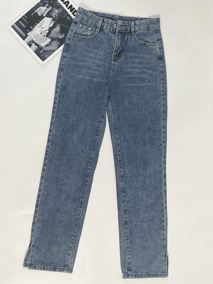 Vintage Washed Split Boyfriend Jeans - Y2K Fashion Aesthetic for Women