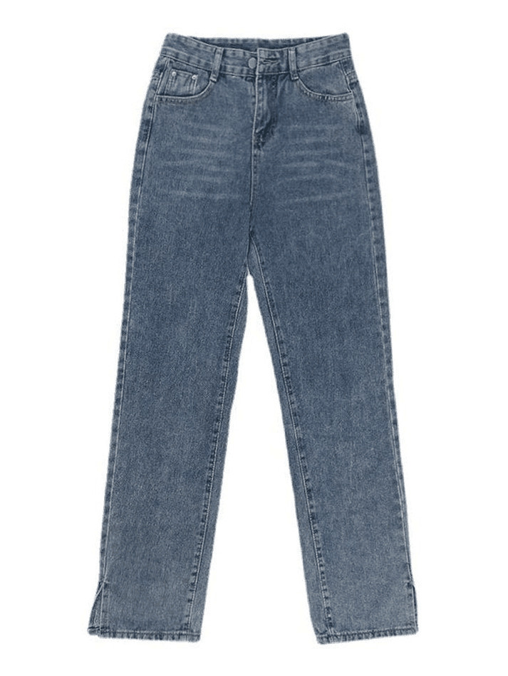 Vintage Washed Split Boyfriend Jeans - Y2K Fashion Aesthetic for Women