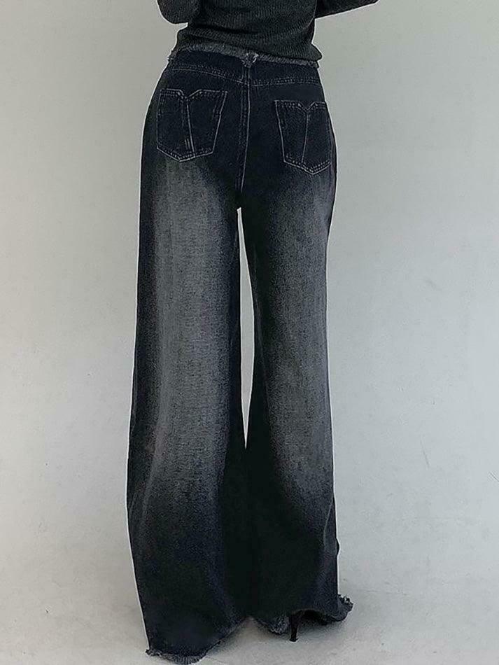 Vintage Washed Wide Leg Jeans: Y2K Fashion Staple for Women's Coquette Aesthetic Outfits