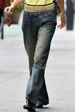 Vintage Washed Wide Leg Jeans: Y2K Fashion Staple for Women's Grunge and Coquette Aesthetic Outfits