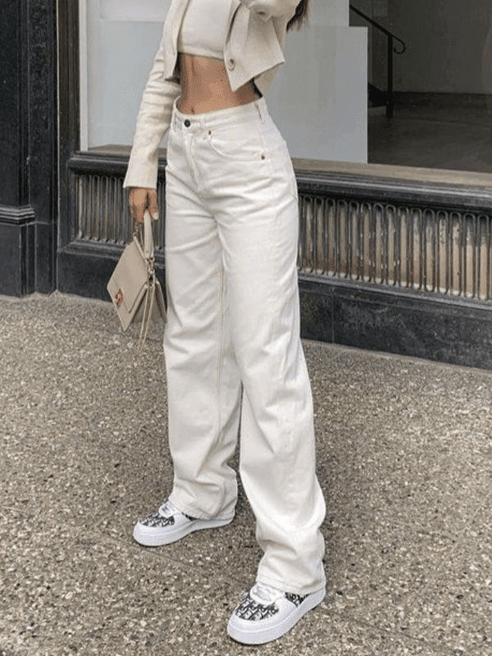 Vintage White Washed Boyfriend Jeans - Y2K Fashion Staple for Women's Grunge and Coquette Aesthetic
