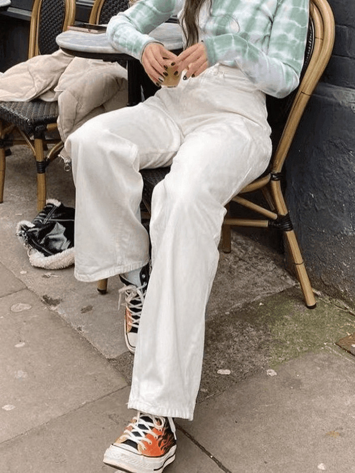 Vintage White Washed Boyfriend Jeans - Y2K Fashion Staple for Women's Grunge and Coquette Aesthetic