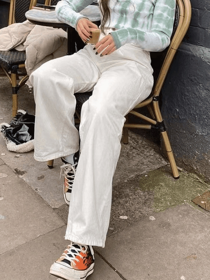 Vintage White Washed Boyfriend Jeans - Y2K Fashion Staple for Women's Grunge and Coquette Aesthetic