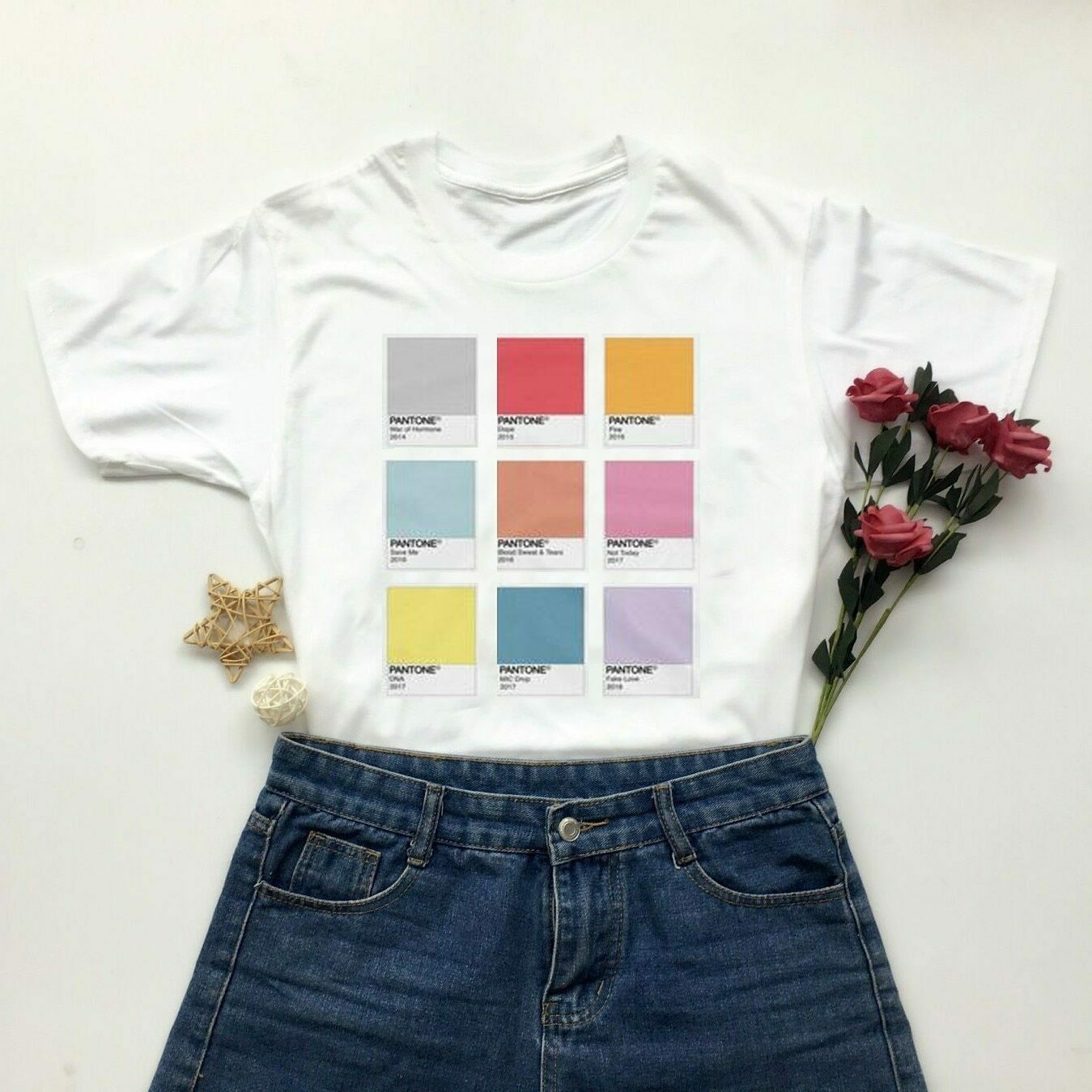 Vintage Y2K Aesthetic Cargo Skirt & Pastel Goth Hoodie - Coquette Style Pantone T-Shirt