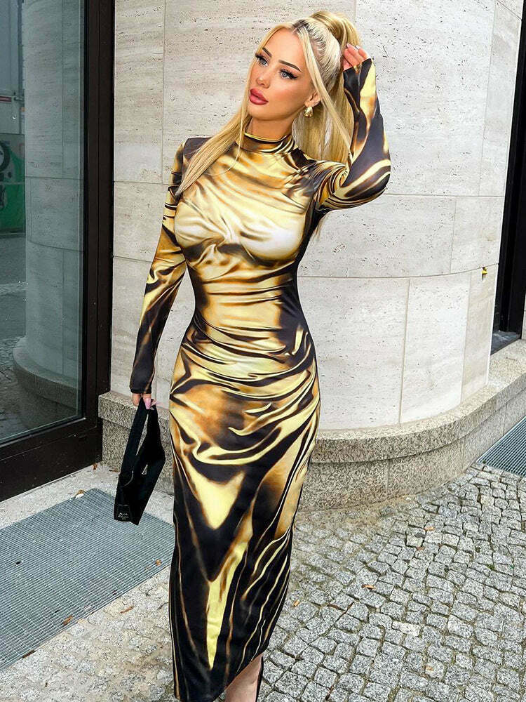 Vintage Y2K Aesthetic Cargo Skirt with Coquette Style and Grunge Vibes - 3D Printed Midi Dress