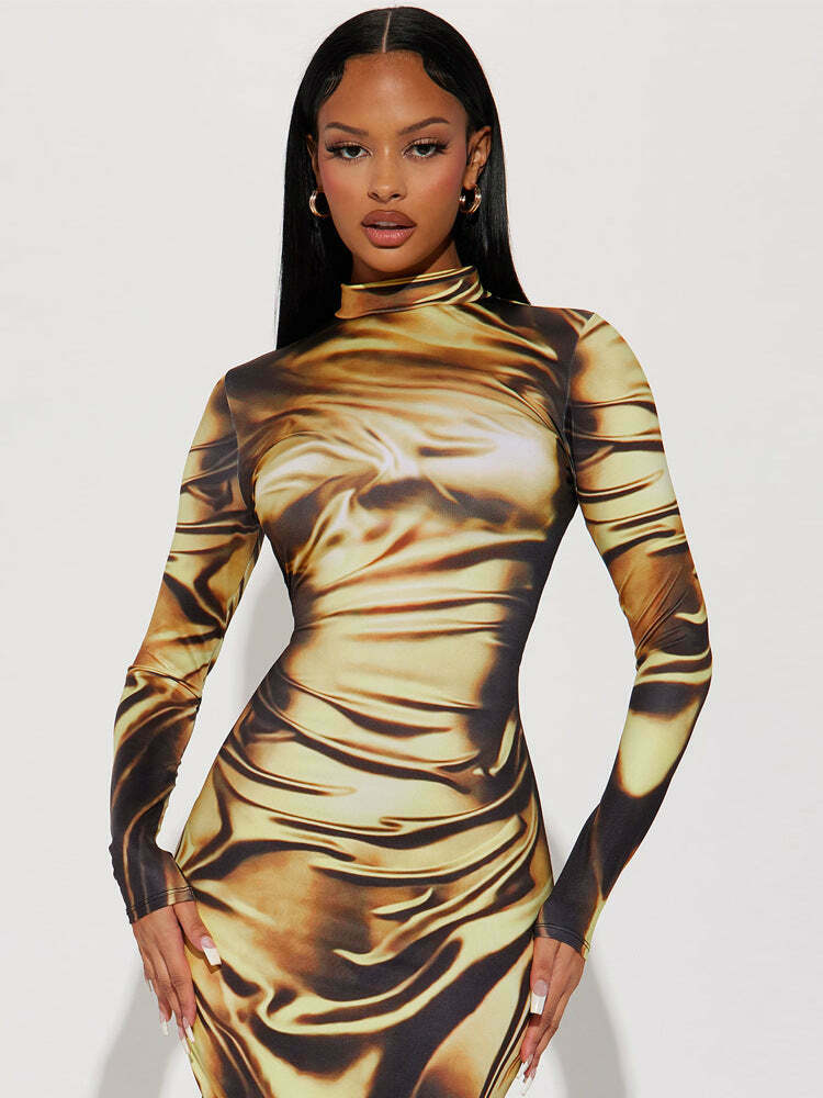 Vintage Y2K Aesthetic Cargo Skirt with Coquette Style and Grunge Vibes - 3D Printed Midi Dress