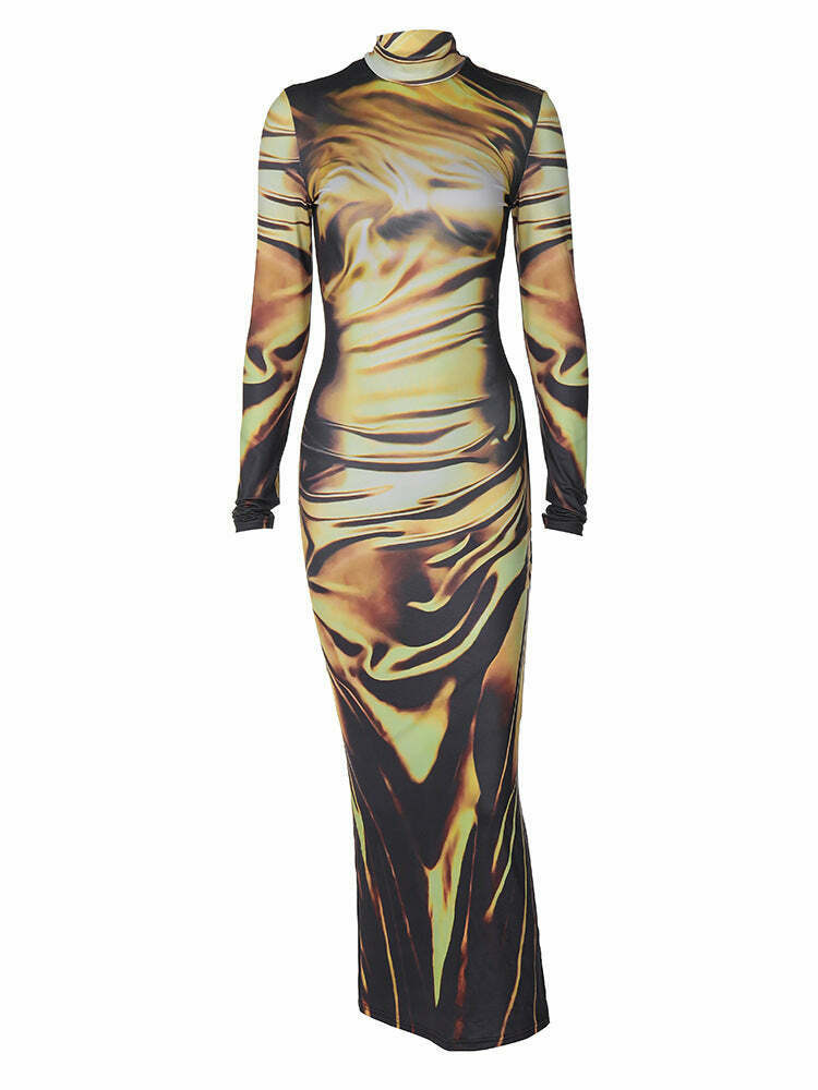 Vintage Y2K Aesthetic Cargo Skirt with Coquette Style and Grunge Vibes - 3D Printed Midi Dress
