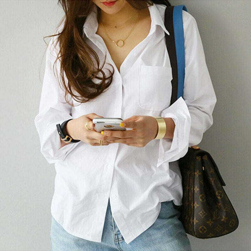 Vintage Y2K Aesthetic Cargo Skirt with Coquette Style and Grunge Vibes - Long Sleeve Cotton Blouse