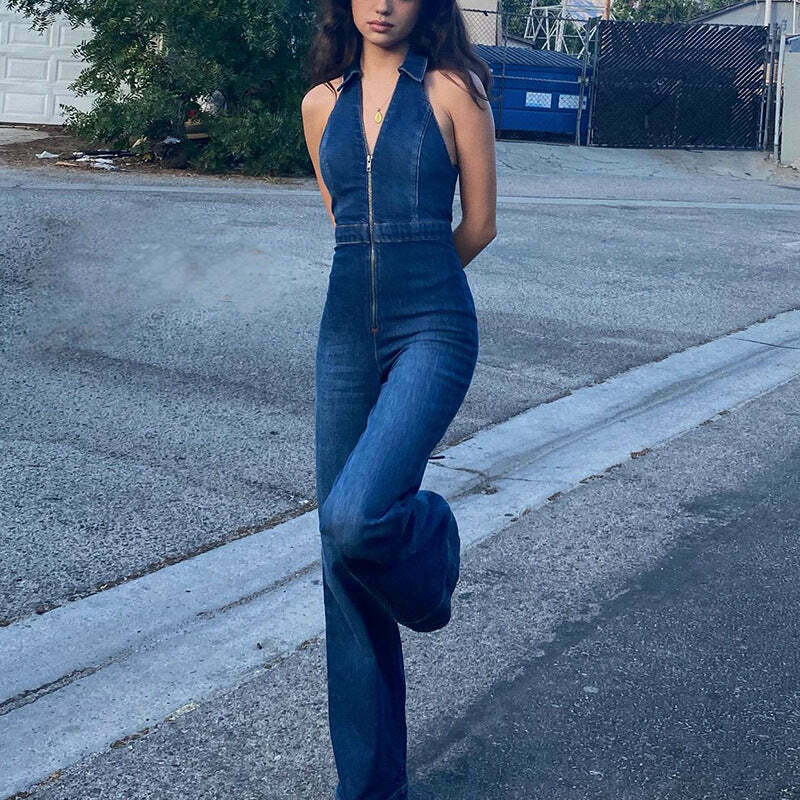 Vintage Y2K Aesthetic Cargo Skirt with Coquette Style and Grunge Vibes - Retro Slim Denim Jumpsuit