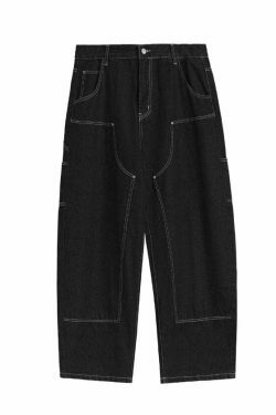 Vintage Y2K Aesthetic Cargo Skirt with Loose Fit Skater Jeans