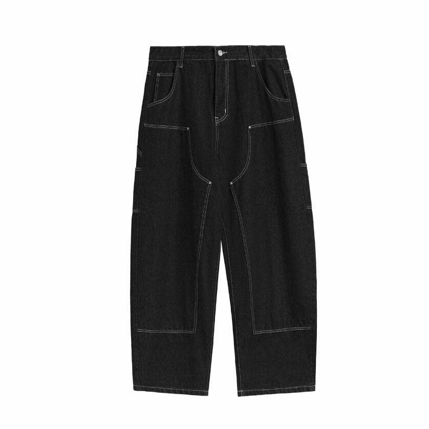 Vintage Y2K Aesthetic Cargo Skirt with Loose Fit Skater Jeans