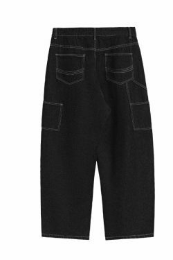 Vintage Y2K Aesthetic Cargo Skirt with Loose Fit Skater Jeans