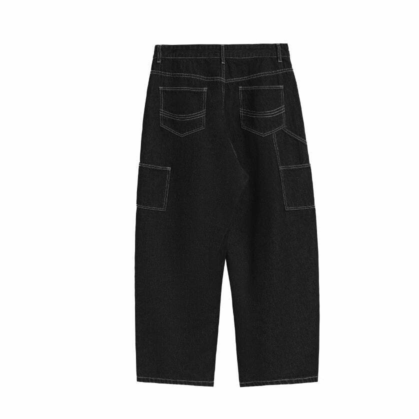 Vintage Y2K Aesthetic Cargo Skirt with Loose Fit Skater Jeans