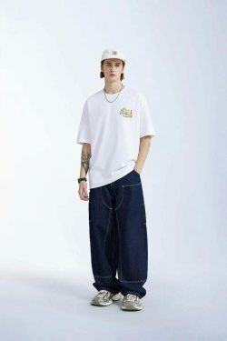 Vintage Y2K Aesthetic Cargo Skirt with Loose Fit Skater Jeans