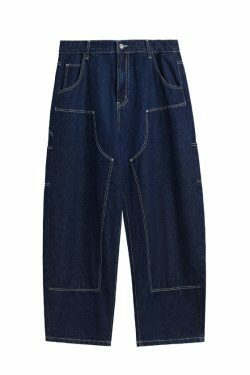 Vintage Y2K Aesthetic Cargo Skirt with Loose Fit Skater Jeans