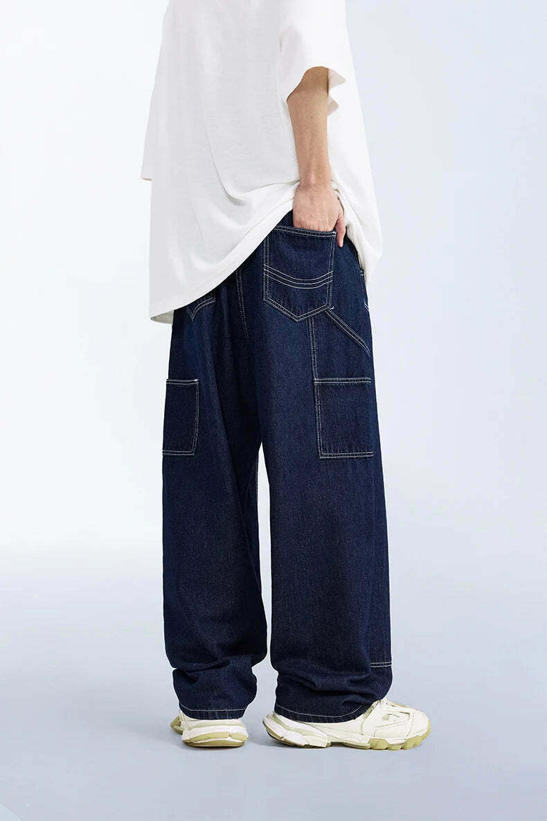 Vintage Y2K Aesthetic Cargo Skirt with Loose Fit Skater Jeans