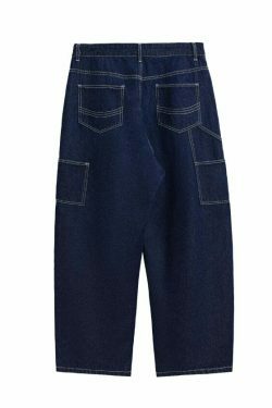 Vintage Y2K Aesthetic Cargo Skirt with Loose Fit Skater Jeans