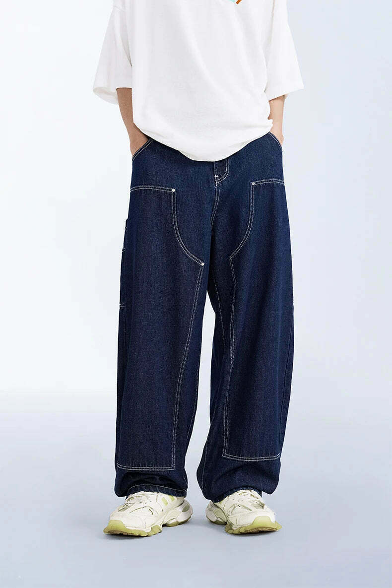 Vintage Y2K Aesthetic Cargo Skirt with Loose Fit Skater Jeans