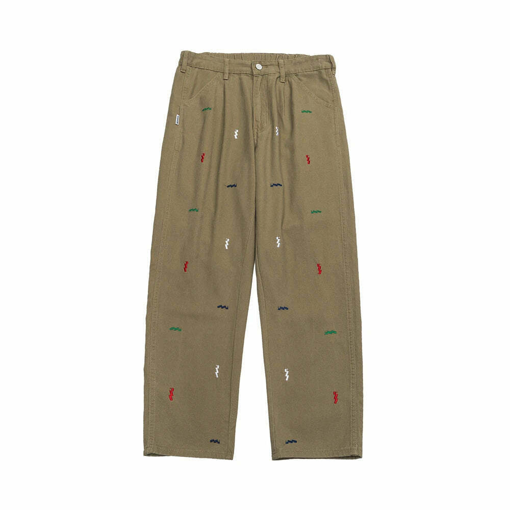 Vintage Y2K Aesthetic Embroidered Jeans - Coquette Style with Grunge & Pastel Goth Vibes