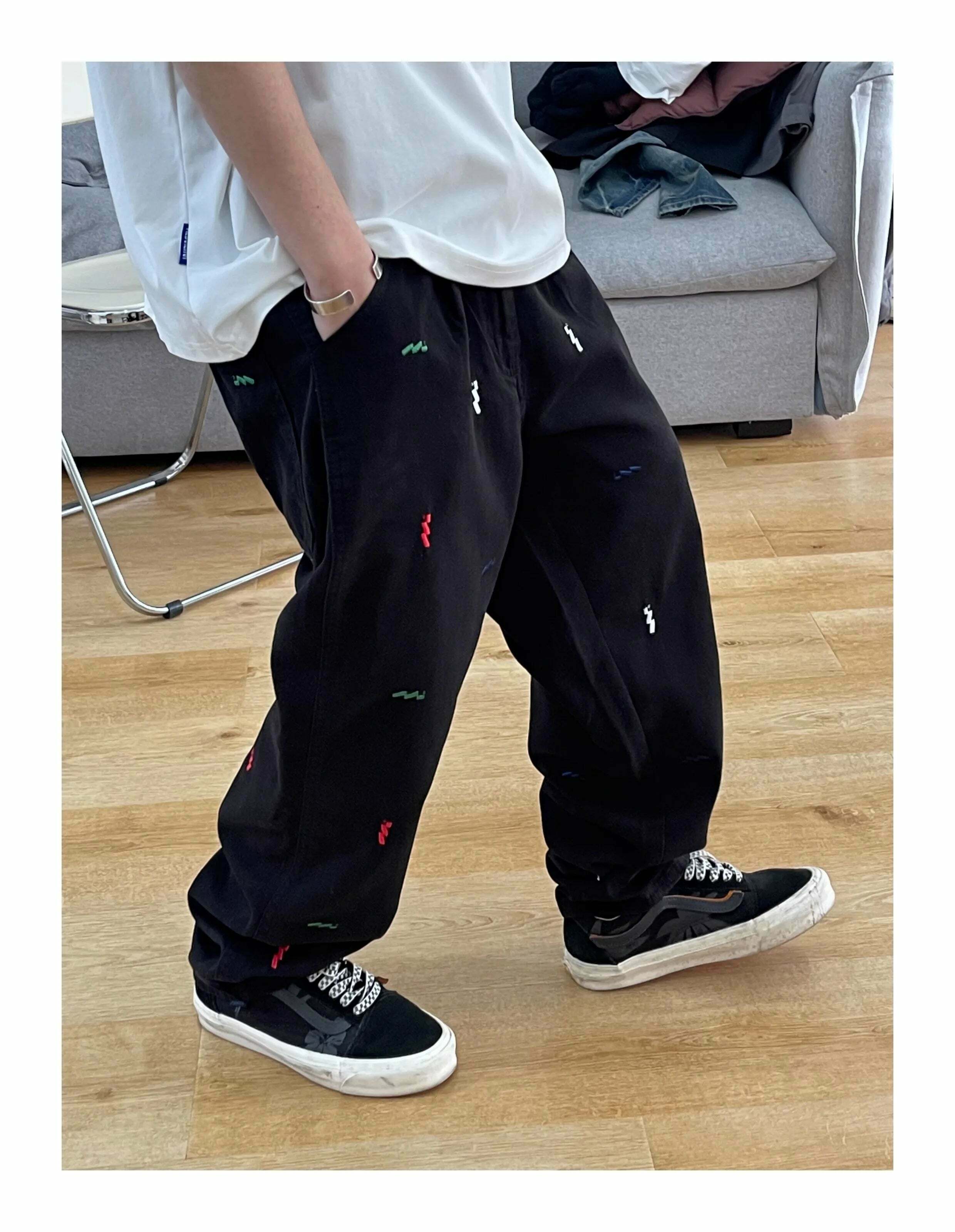 Vintage Y2K Aesthetic Embroidered Jeans - Coquette Style with Grunge & Pastel Goth Vibes