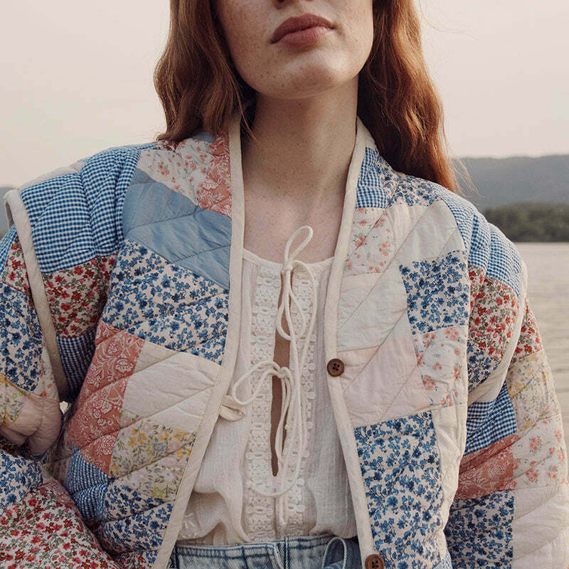 Vintage Y2K Aesthetic Printed Cotton Coat/Vest Jacket for Women - Coquette Grunge Fashion