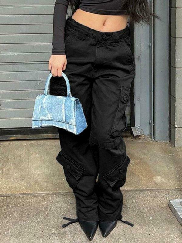 Vintage Y2K Cargo Jeans: Coquette Aesthetic Grunge Style for Women