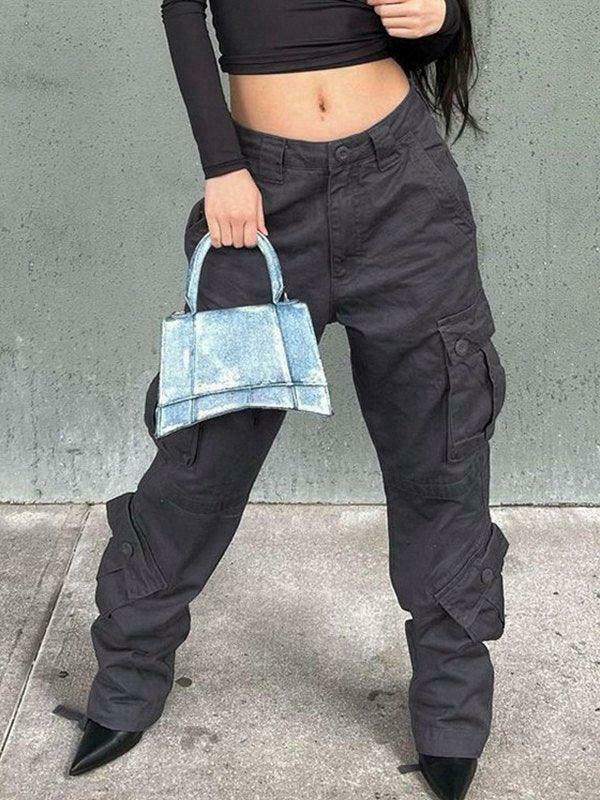 Vintage Y2K Cargo Jeans: Coquette Aesthetic Grunge Style for Women