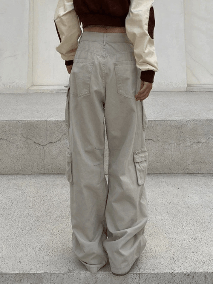 Vintage Y2K Cargo Jeans for Women - Coquette Aesthetic, Grunge Style, Pastel Goth Fashion