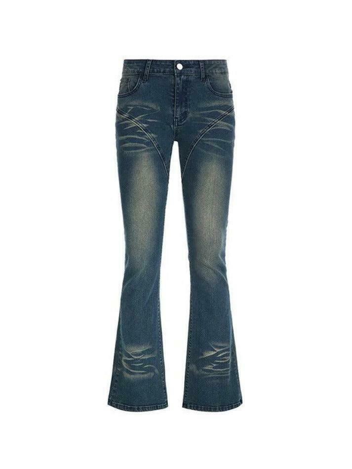 Vintage Y2K Style Bootcut Denim Jeans for Women - Coquette Aesthetic Grunge Fashion