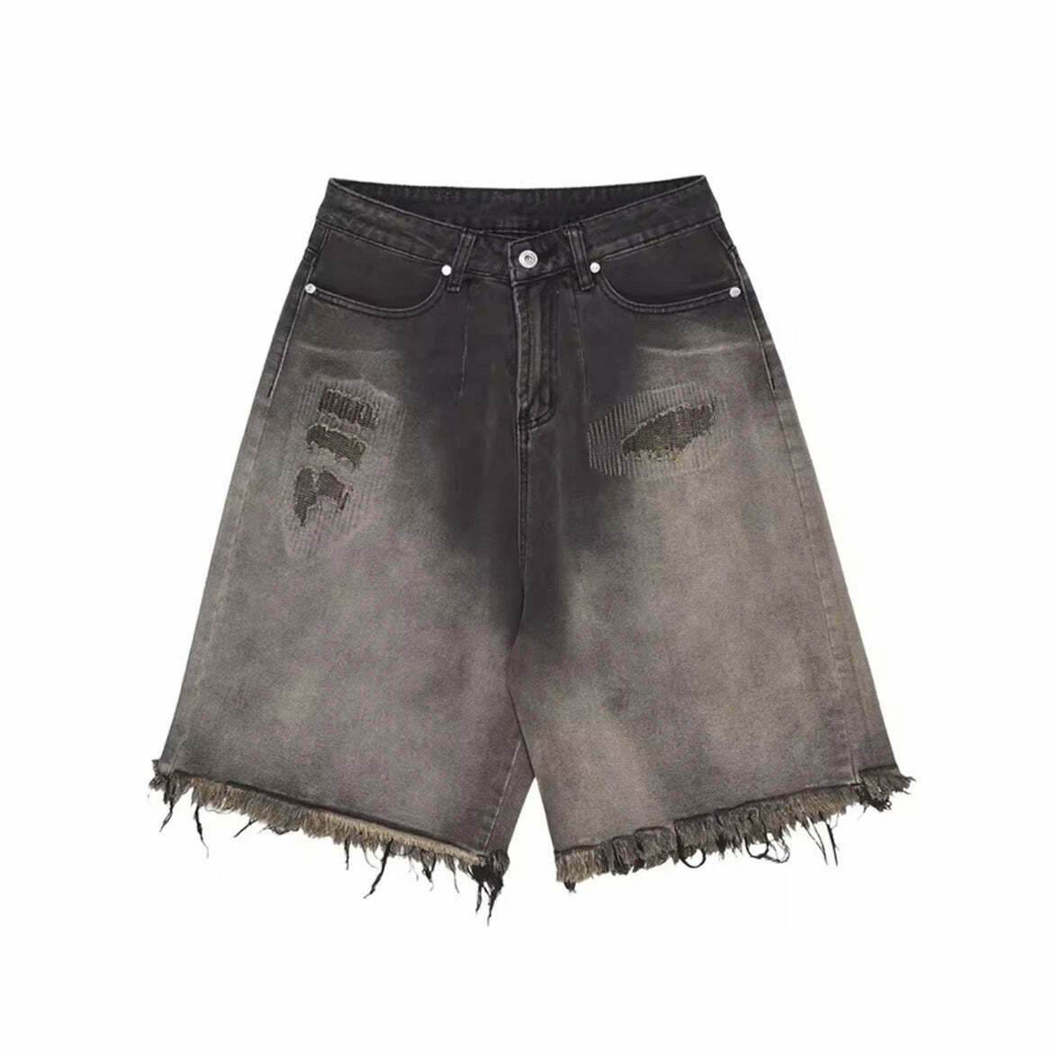 Vintage Y2K Style Extreme Wash Frayed Denim Cargo Skirt