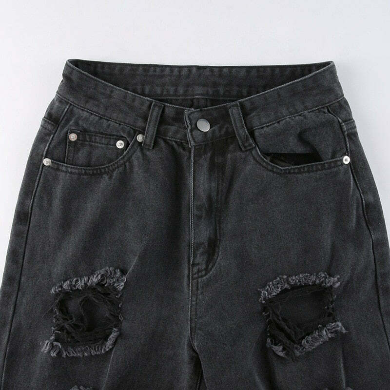 Vintage Y2K Style: Ripped Baggy Jeans - Coquette Aesthetic, Grunge Vibes, Pastel Goth