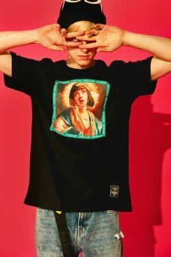 Virgin Mary x Pulp Fiction Print Tee - Y2K Aesthetic Grunge Style Coquette Fashion