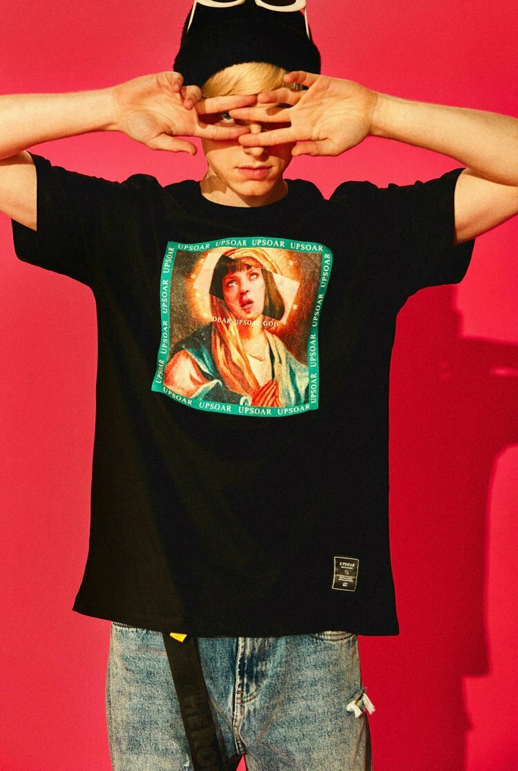Virgin Mary x Pulp Fiction Print Tee - Y2K Aesthetic Grunge Style Coquette Fashion