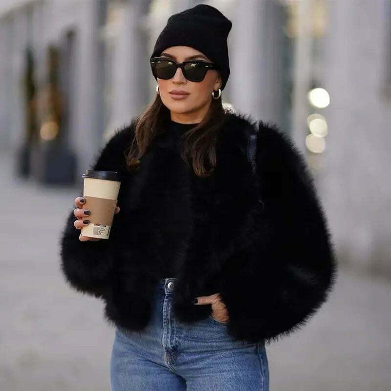 Vivid Vista Gradient Fur Jacket - Y2K Fashion Statement with Coquette and Grunge Aesthetic