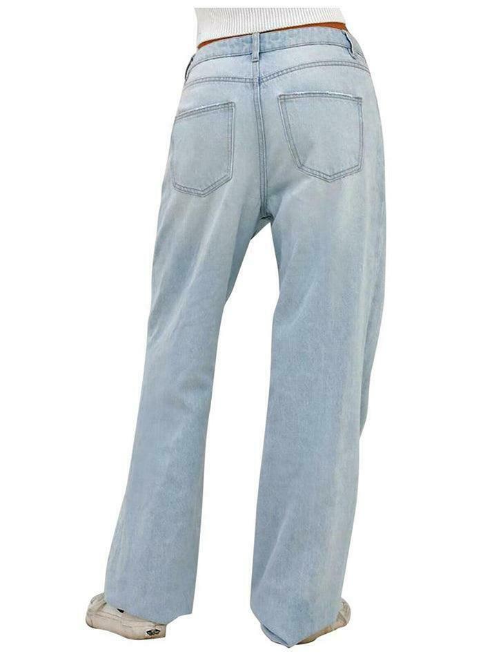 Washed Vintage Blue Boyfriend Jeans: Y2K Fashion Staple for Coquette Aesthetic & Grunge Style