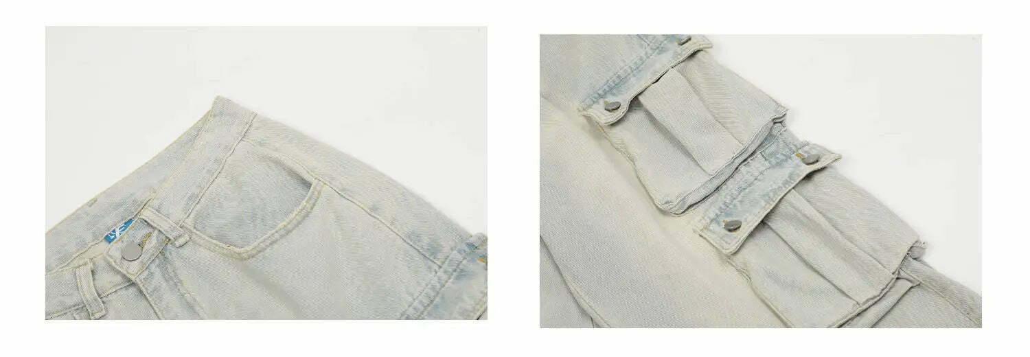 Washed Y2K Cargo Jeans: Coquette Aesthetic with Grunge & Pastel Goth Vibes