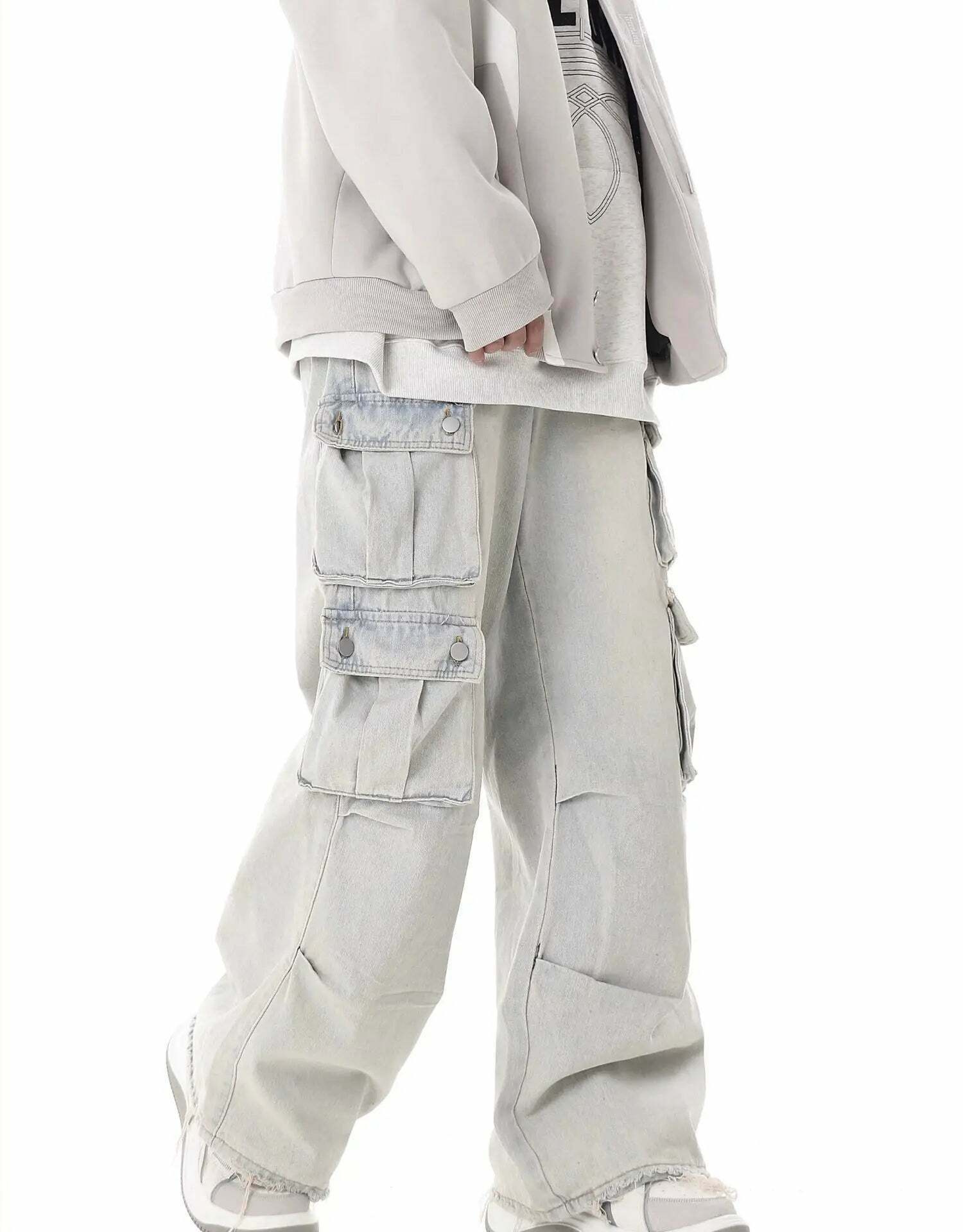 Washed Y2K Cargo Jeans: Coquette Aesthetic with Grunge & Pastel Goth Vibes