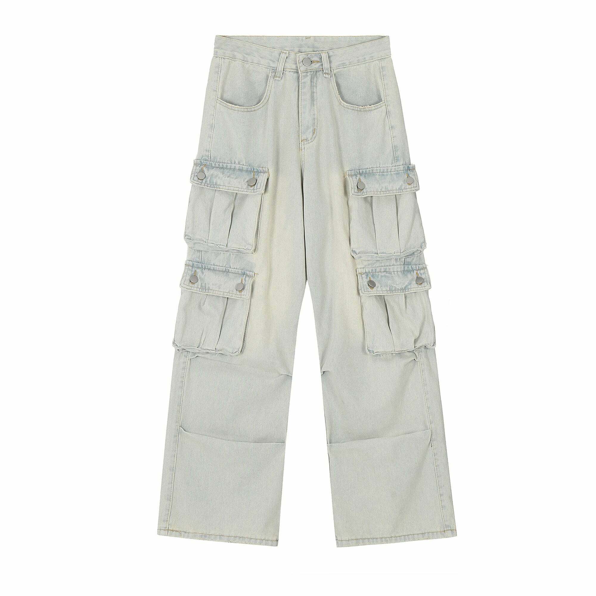 Washed Y2K Cargo Jeans: Coquette Aesthetic with Grunge & Pastel Goth Vibes