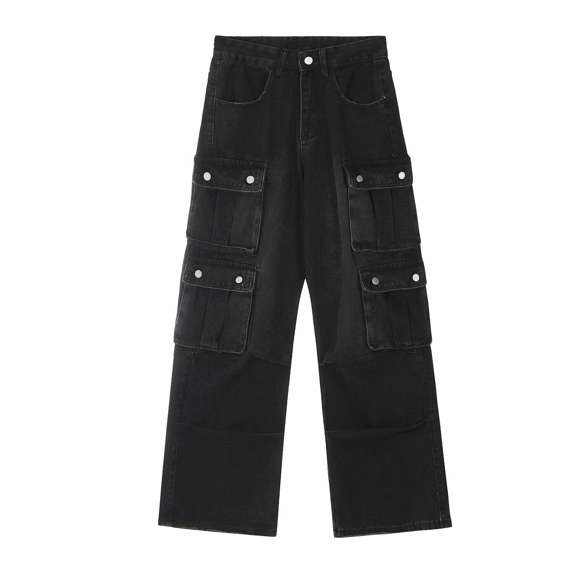 Washed Y2K Cargo Jeans: Coquette Aesthetic with Grunge & Pastel Goth Vibes