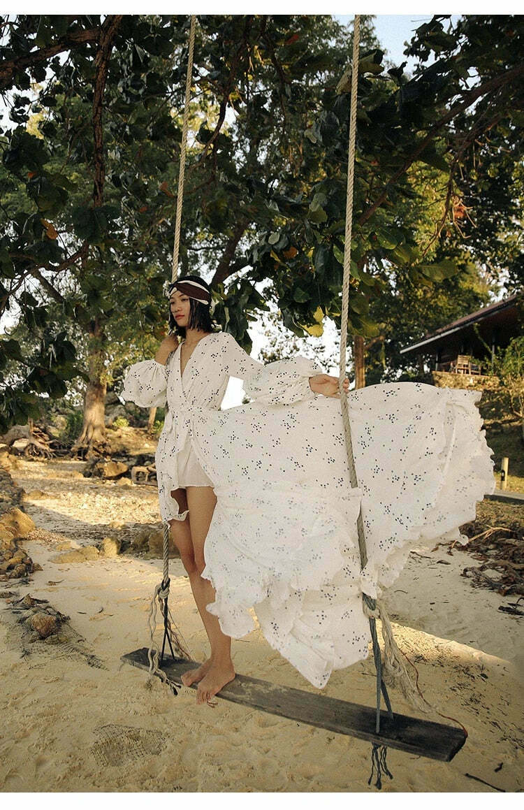 Whitney Boho Beach Maxi Dress - Y2K Fashion - Coquette Aesthetic with Grunge & Pastel Goth Vibes