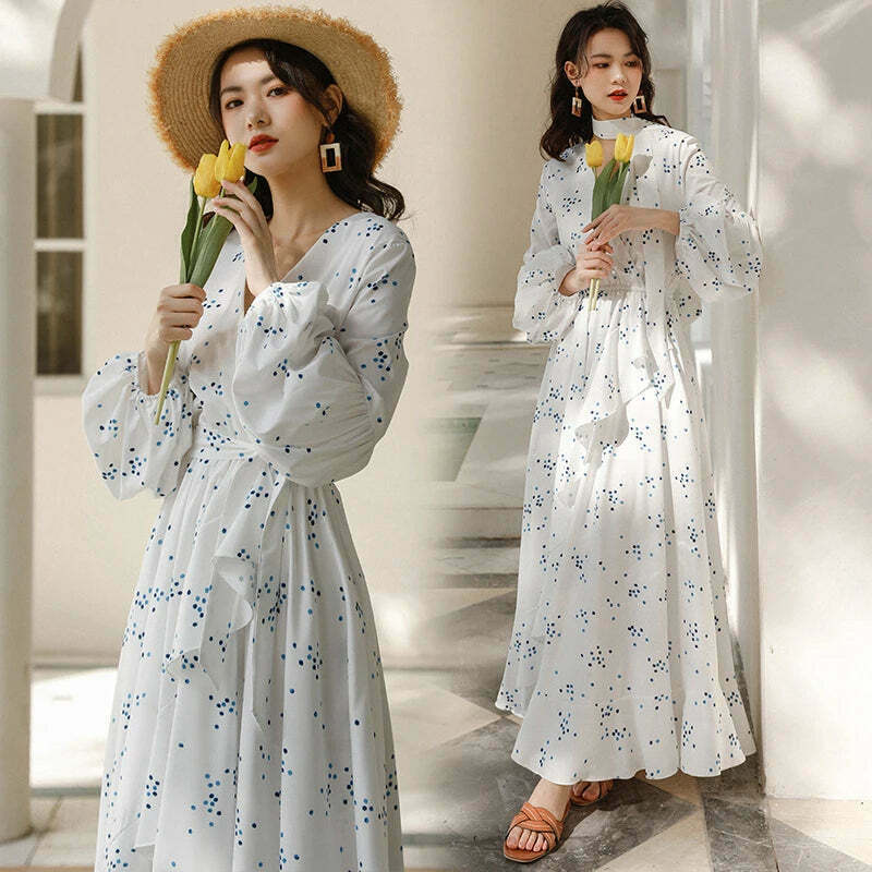Whitney Boho Beach Maxi Dress - Y2K Fashion - Coquette Aesthetic with Grunge & Pastel Goth Vibes