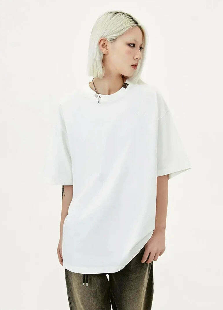 Y2K Acid Wash Collar T-Shirt - Coquette Aesthetic Grunge Style