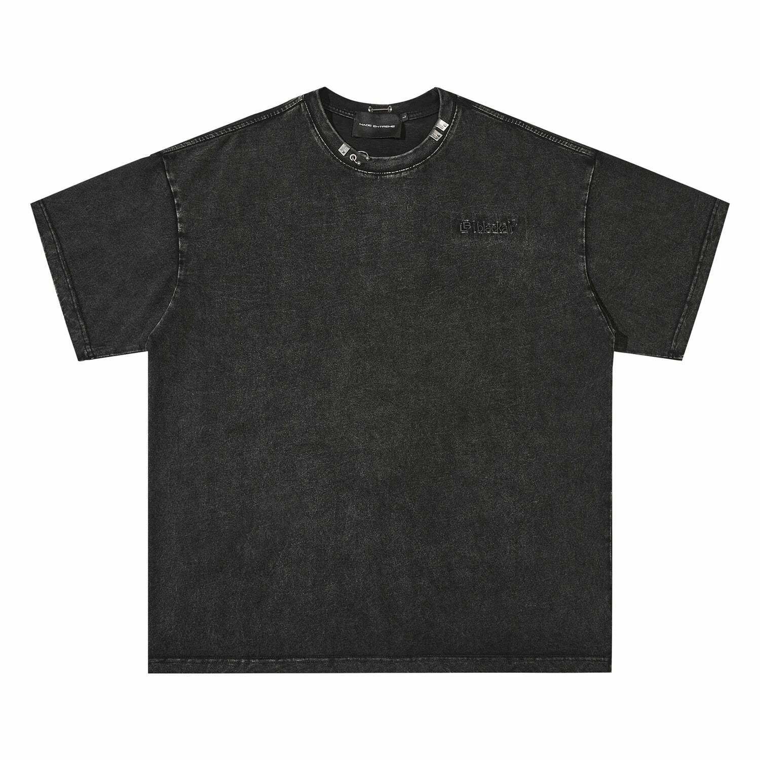 Y2K Acid Wash Collar T-Shirt - Coquette Aesthetic Grunge Style