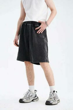 Y2K Acid Wash Jogger Shorts: Coquette Aesthetic Grunge Style Cargo Skirt Fashion