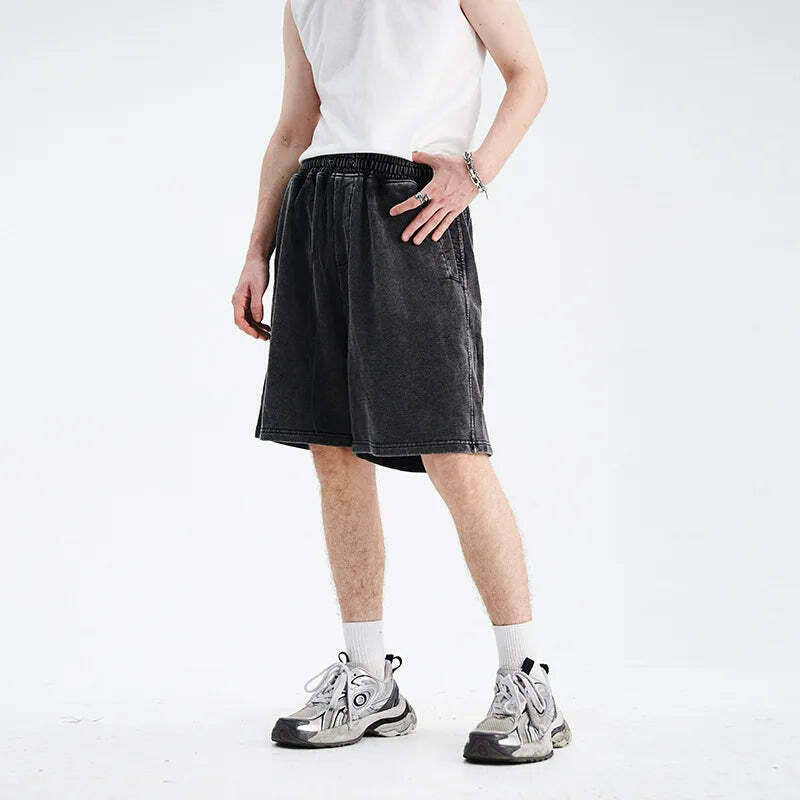 Y2K Acid Wash Jogger Shorts: Coquette Aesthetic Grunge Style Cargo Skirt Fashion